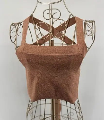 Wilfred Aritzia rose gold Knit Cayenne Strappy Back Halter Crop Top size small
