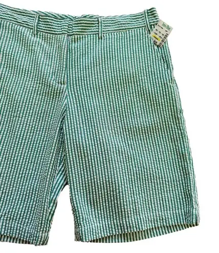 Bermuda Sam Ty  Shorts Green White Stripe Seersucker High Rise Shorts Size 12 NEW