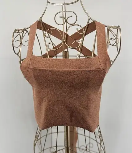 Wilfred Aritzia rose gold Knit Cayenne Strappy Back Halter Crop Top size small