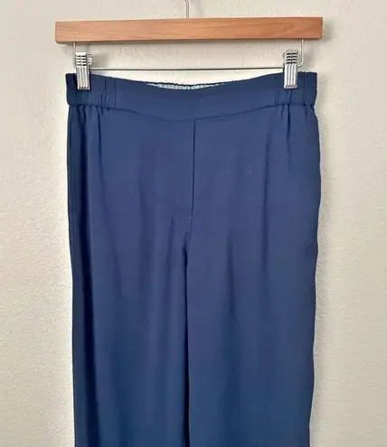 Massimo Dutti | Wide-leg Trousers With Darts Pleats Navy Blue Viscose | Size 4