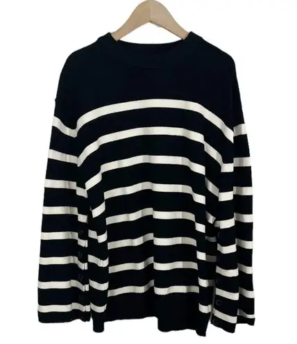 ZARA  Striped Button Sleeve Knit Sweater in Black Size Small