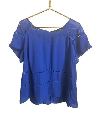 City Chic Short Sleeve Cutout Polyester Mesh Blouse Top Womens size 16