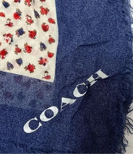 Coach floral fringe scarf