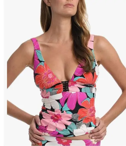 La Blanca Over the Shoulder Front Knot Tankini Swimsuit Top Size 8, New w/Tag