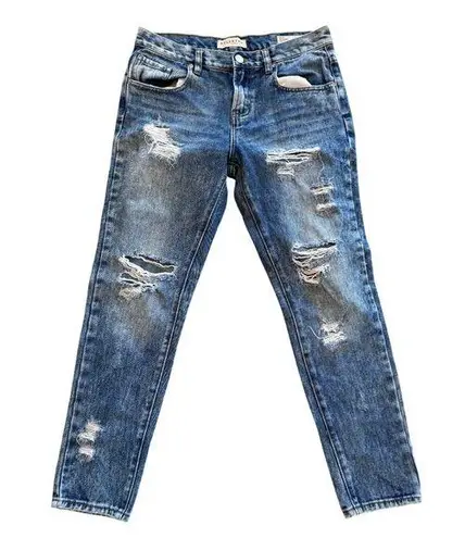 Bullhead Denim Co. Skinny Boyfriend Distressed Blue Jeans Womens Size 27