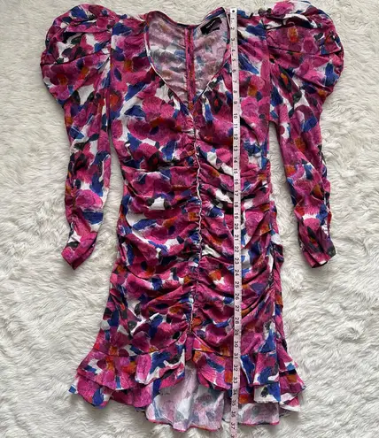Isabel Marant Dress Mireya Ruffled Gathered Floral-Print Crepe Mini FR 38 / US 6