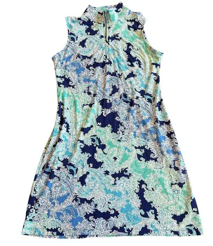 IBKUL Floral Print Sleeveless Dress Outdoor Tennis Athleisure Golf Sie Medium Blue