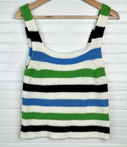 FRNCH Paris Striped Knit Crocheted Sweater Tank Top Size S Sm Flaw
