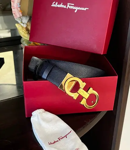 Salvatore Ferragamo  Black and Gold Women's Belt