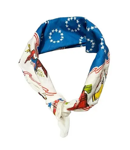Vintage 1970’s Bandana Fast Color 100% Cotton Patriotic Red White Blue Kerchief