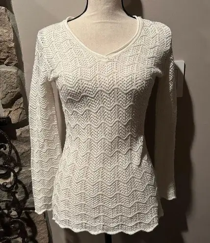 Daisy Fuentes BLong Sleeve V-Neck Sweater with Sparkle