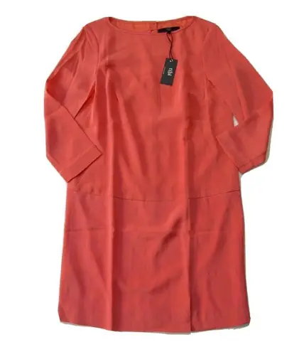 Tibi NWT New York Essential Shift in Coral Slit Hem Silk Dress 0