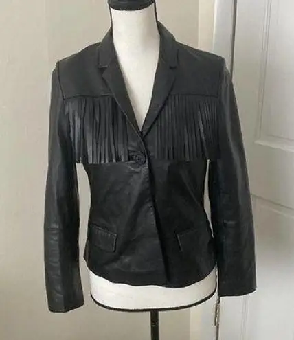 Zadig & Voltaire Maison Deluxe Black Lamb Leather Jacket with Fringes Size Small