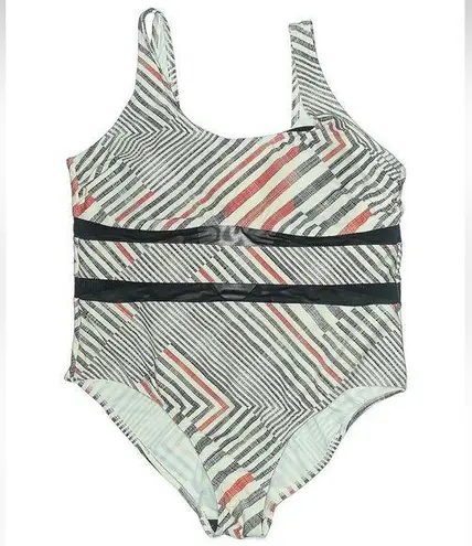 Sun & Sea Grey and Red One Piece Swimwear Chevron Pattern Women’s Plus Size 18