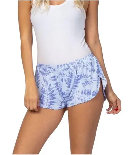 Hale Bob Pajama Shorts Women Medium Blue Purple Palm Print Loungewear Casual