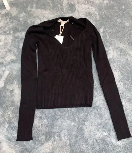 l*space L* Camryn Fitted Ribbed Sweater Black NWT size XS