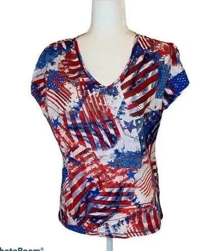 Women’s Onque Casuals Patriotic Top Size PXL perfect for July 4th celebration