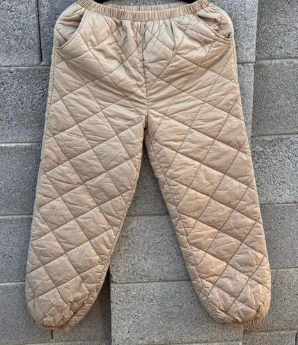 Quilted Puffer Pants Beige Small
