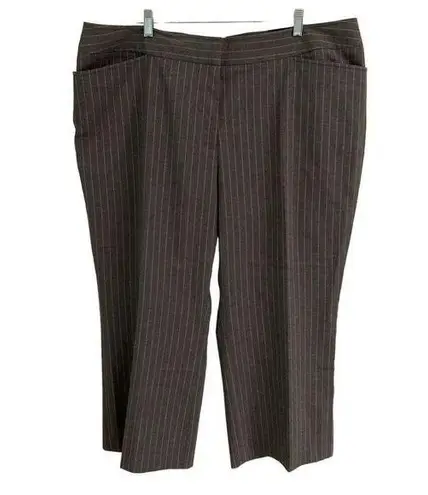 Lane Bryant  pinstripe cropped wide leg trousers womens 22 gray clasp closure New