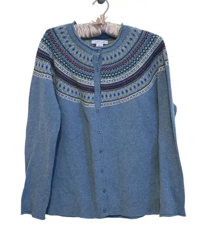 Tabitha Webb FairIsle Wool Cardigan Grandpa Sweater Large Nordic Heritage Cozy - Image 1