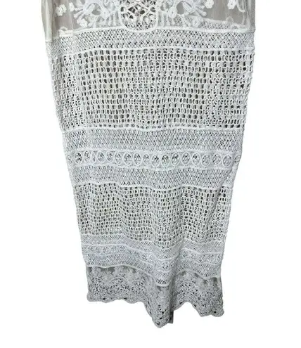 Crotchet Lace Sheer Boho Swim Coverup Beach Midi Dress White Size undefined