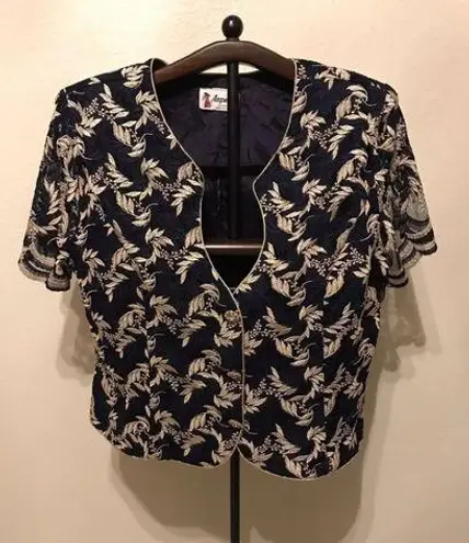 Formal evening embroidered blazer top fits plus size 1X/2X