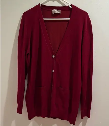 Joan Vass New York Womens Red Cardigan Sweater Size L