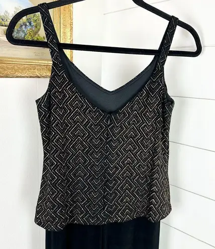 Alex Evenings 2 Piece Maxi Dress and Jacket Size 4P Black Gold Formal Glitter