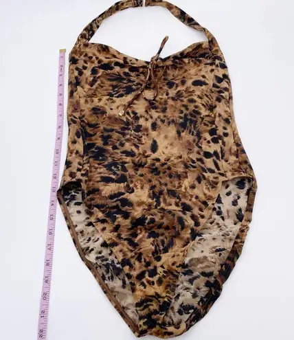 Victoria's Secret  Y2K Leopard Print Halter Neck High Cut One Piece Swimsuit 12