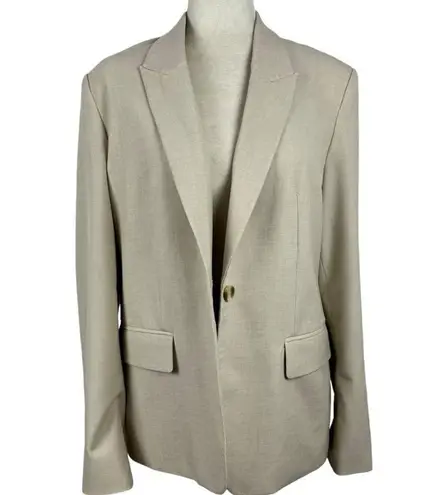 Oak + Fort Oatmeal Oversized Single Breasted One Button Blazer Flap Pocket SZ M