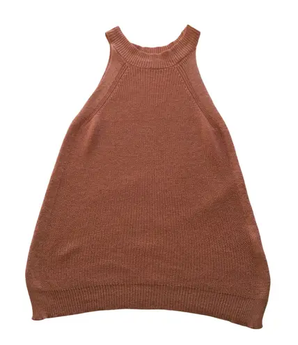 Womens Knit Sweater Top Pink Medium Sleeveless Mock Neck Pullover Size M