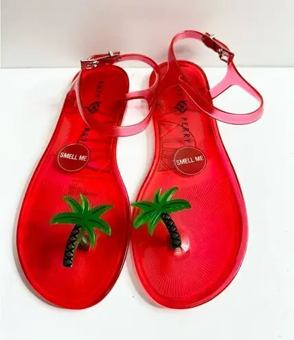 Katy Perry Shoes Womens Size 7 Red Palm Tree Ankle Strap Jelly Sandals Brand NEW - Image 1