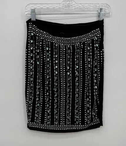 BANJUL Black Multi Rhinestone Mini Skirt Size Medium Elastic Size Medium Y2k
