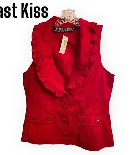 Last Kiss Red Ruffle Vest Junior L NWT