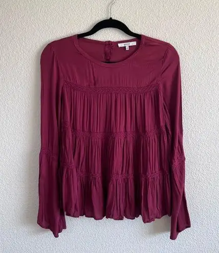 Ro & De  Womens Burgundy Tiered Lace Blouse