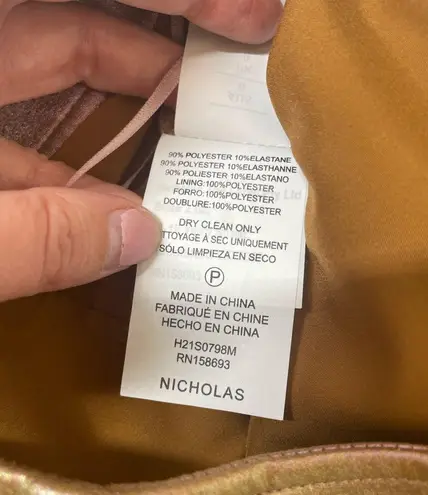 Nicholas Sofie Metallic Rose Wrap Style Lace Up Mini Skirt Size 4