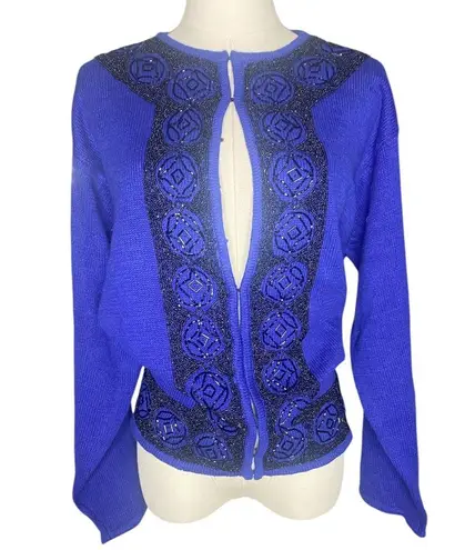 Vtg Mike & Me 1X Plus Blue Beaded Grandmacore cottage "Pin