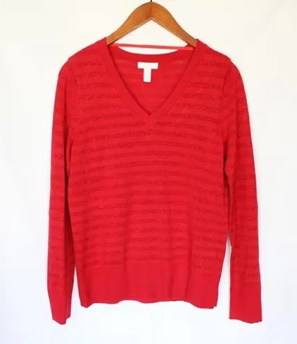 Charter Club | Shiny Red Striped Sweater