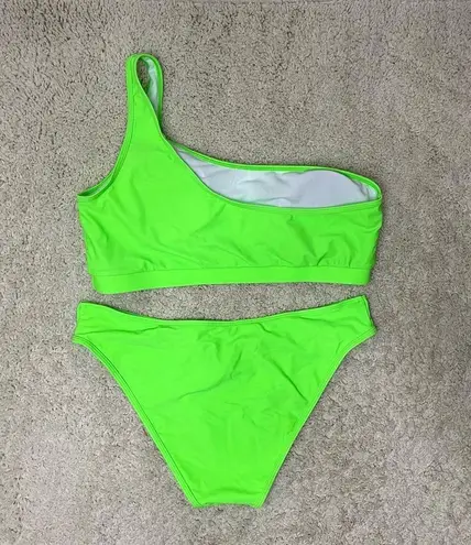 SheIn  Neon green one shoulder bikini