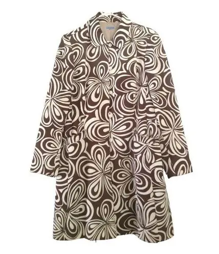 J. McLaughlin  Brown and Cream Psychedelic  Flower Power Coat