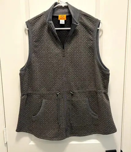 Ruby Rd Gray Quilt Look Vest with Drawstring at Waist Size Large EUC