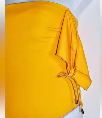 Ochie Olivia One Piece Swimsuit Size: Large New Yellow Off The Shoulder Tie Up