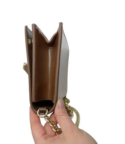 Faux Leather Brown Structured Gold Tone Horseshoe Chain Purse