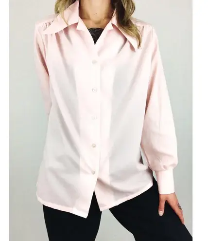 Vintage Sheer Pleated Blouse in Light Pink | Size L Size L