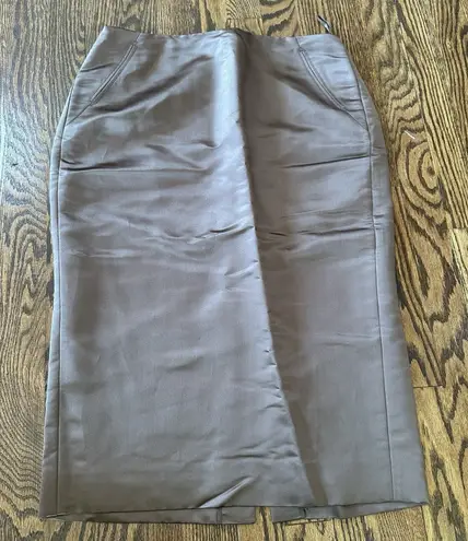 J Crew Brown 100% Silk Pencil Skirt Lined Preppy Glam Party Office Academia 10