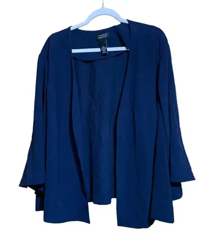 Catherines Black Label Plus Size 4X 30 32W Blue Open Front Bell Sleeve Jacket