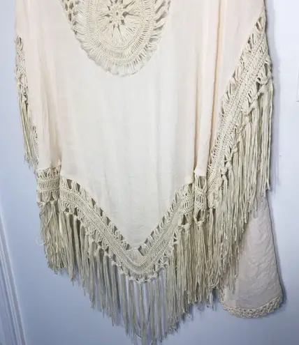 Everleigh NWT Macrame Boho Vest Ivory Sz Small Fringe Hippie Festival