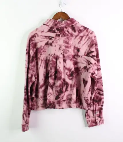 Abound  Crop Fleece Snap Button Tie Dye Purple XL