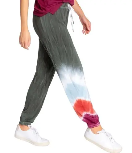 P.J. Salvage Size S Hunter Green Tie Dye Leg Mountain Bound Banded Knit Joggers