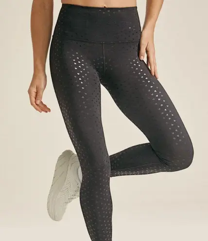 Beyond Yoga Black Heart Print Powershine High Rise Leggings